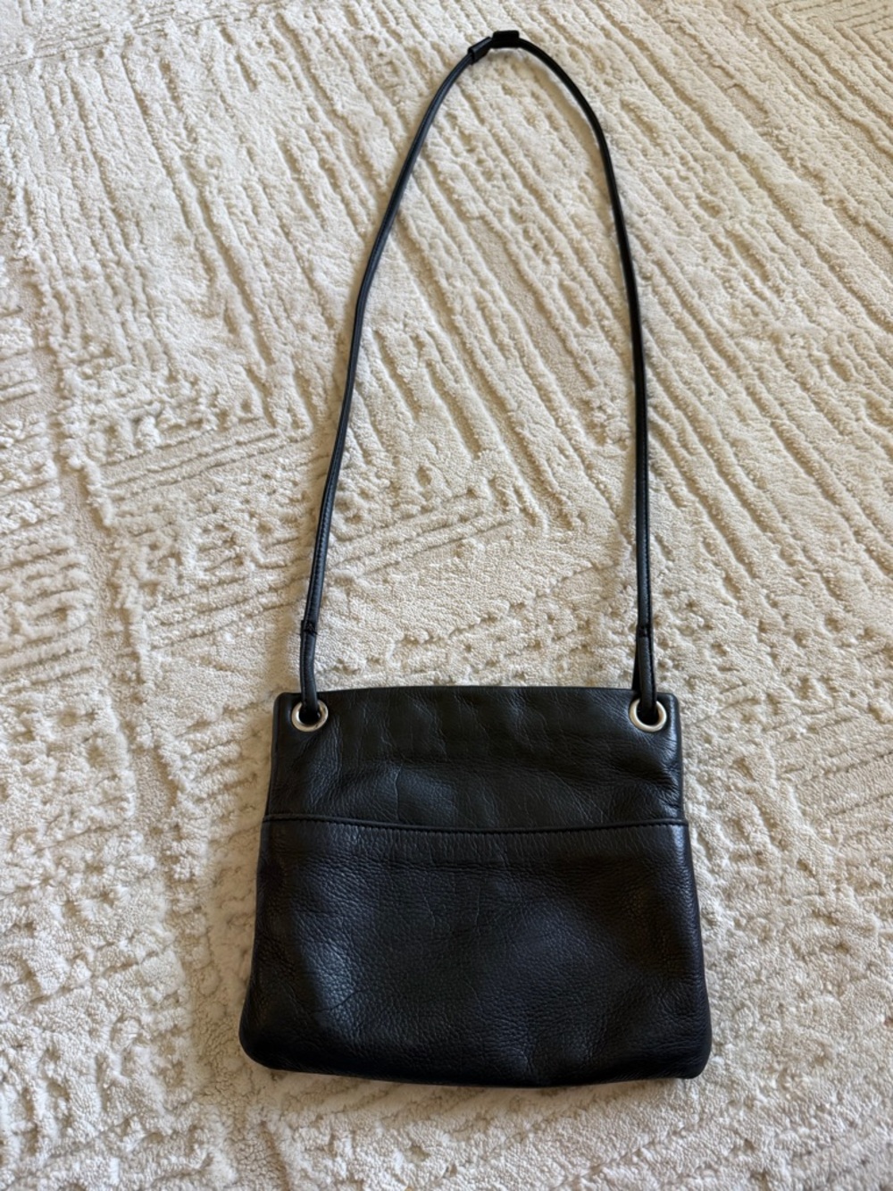 Margot Genuine Leather Black Crossbody Bag Minimalist Shoulder Purse Small